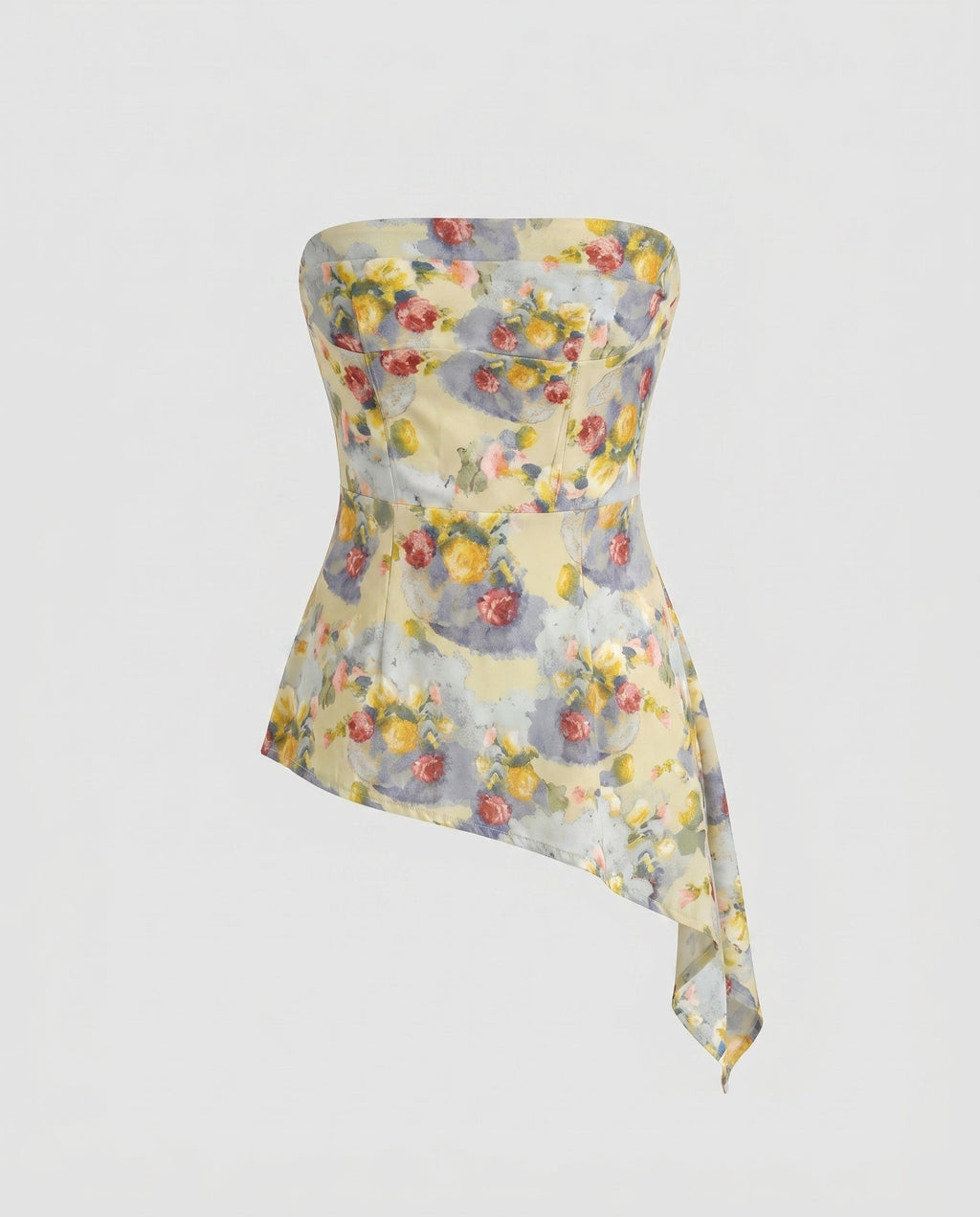 Women's Elegant Strapless Blouse Top with Floral Design