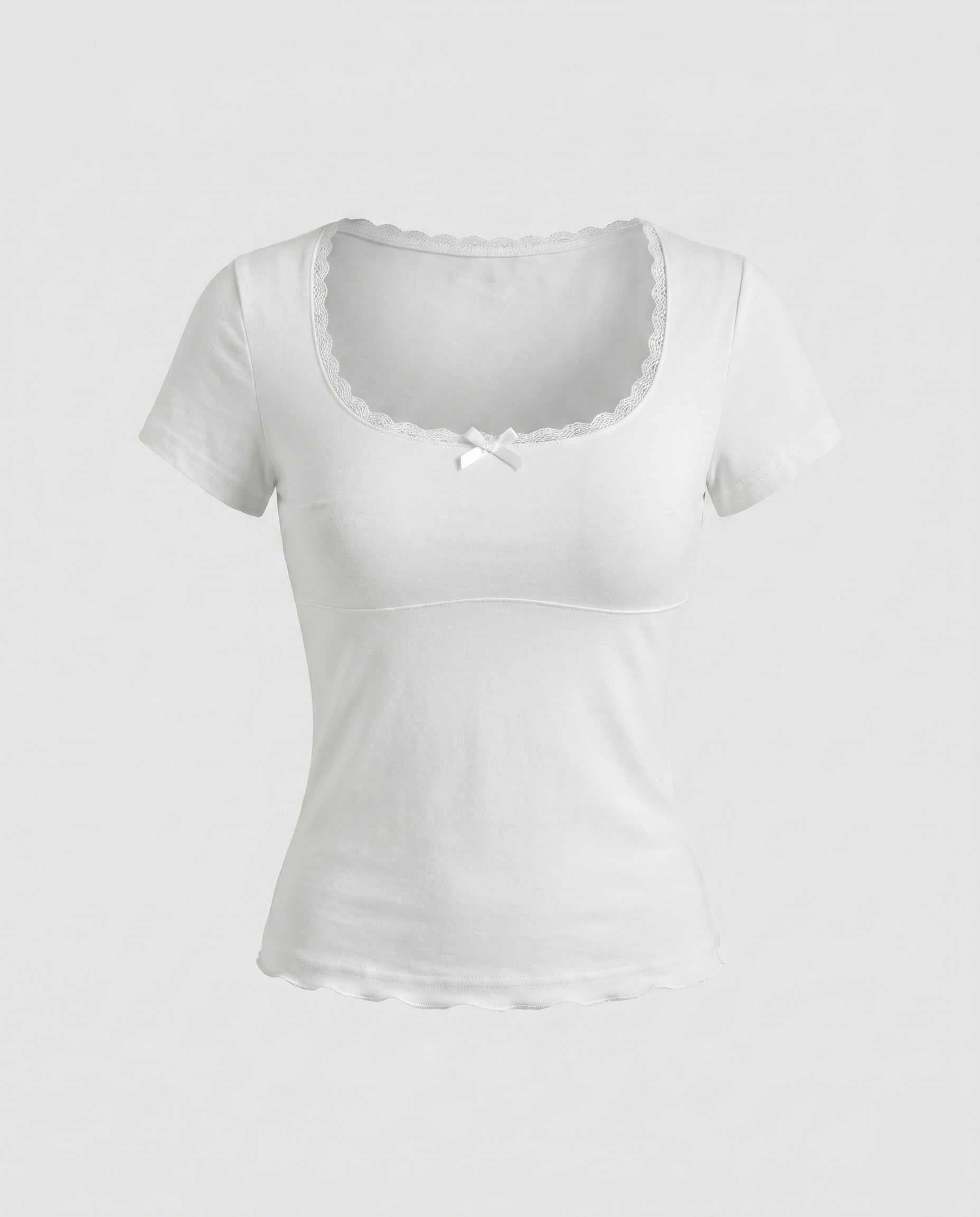 Women's Fitted T-Shirt with Fine Lace Decoration
