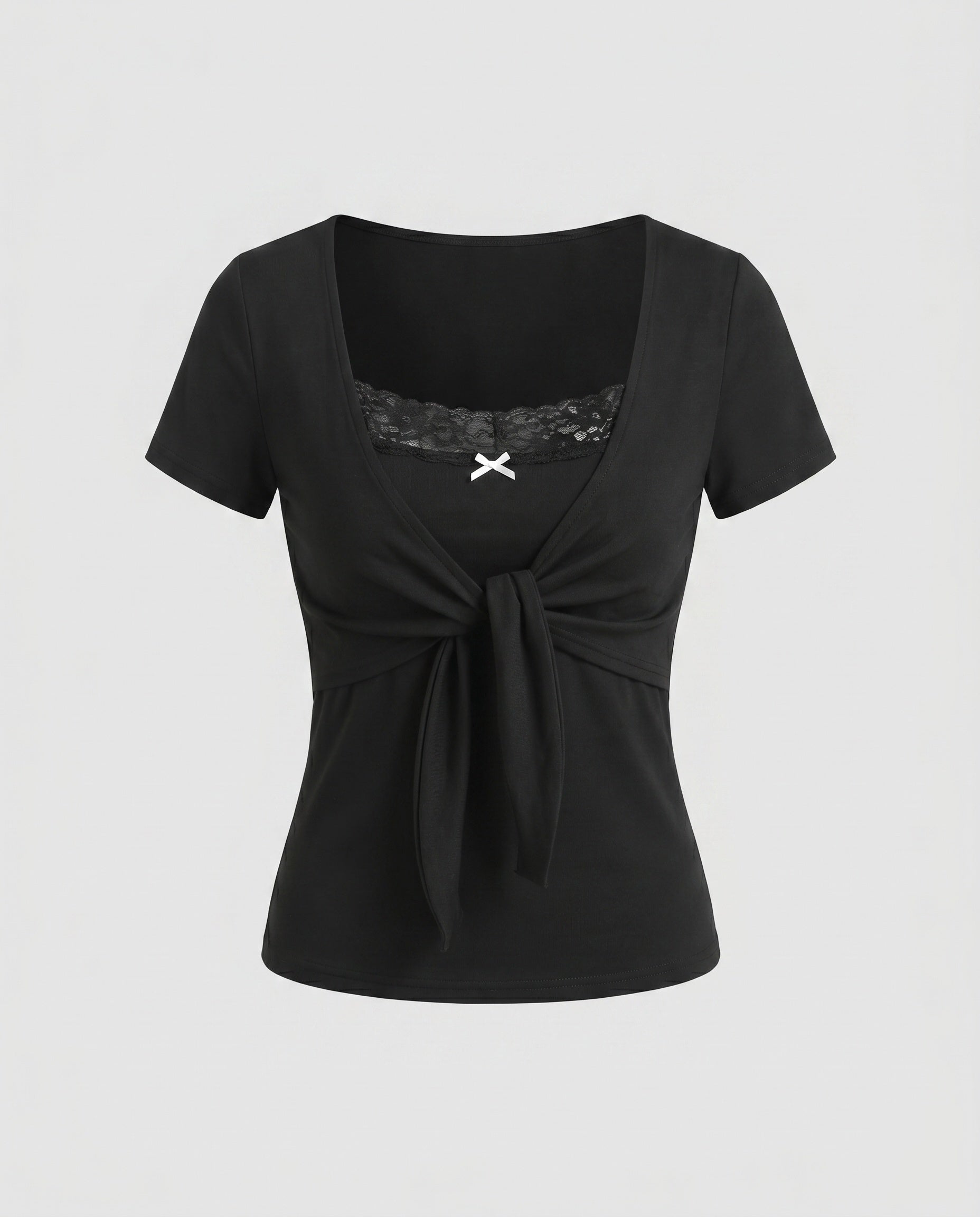Women's Dress with Elegant Wrap Design and Lace