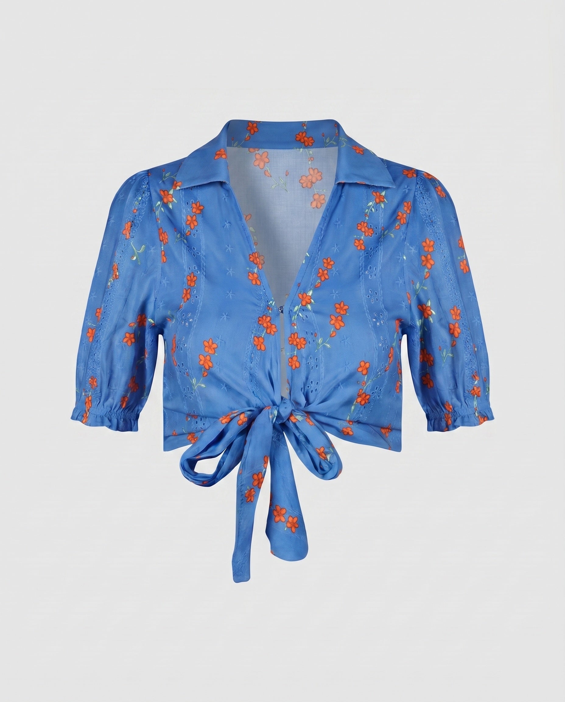 Women's Short Blouse Top with Playful Tie Design