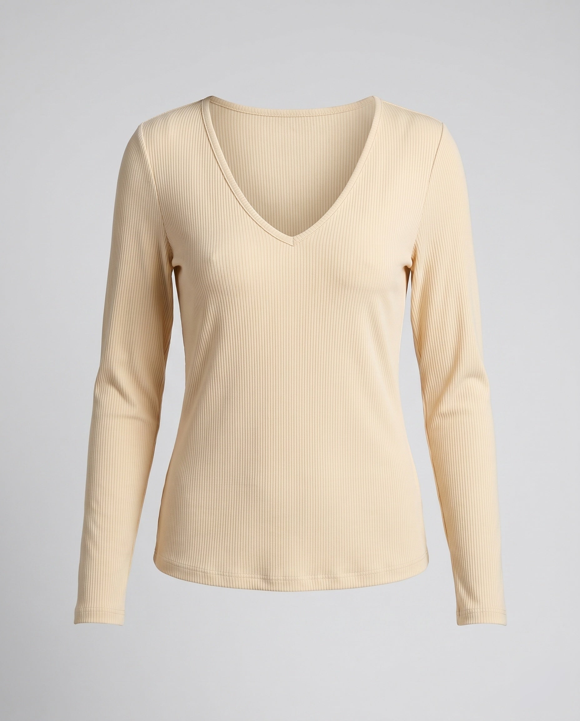 Women's Long-Sleeved Top with Elegant V-Neck and Delicate Lace Accents