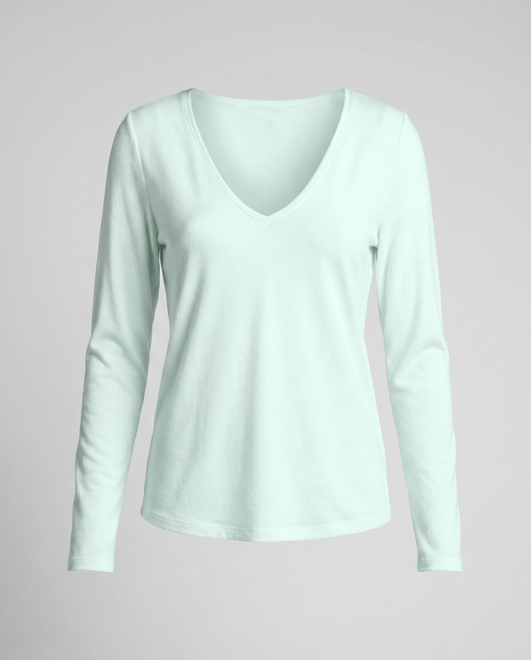 Women's Long-Sleeved Top with Elegant V-Neck and Delicate Lace Accents