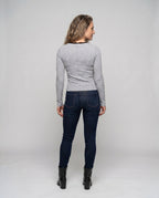 Women's Long-Sleeve Shirt with Elegant Button Placket, Delicate Lace - Back View