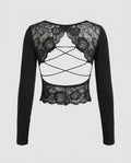 Women's Long Sleeve Shirt with Elegant Lace Back Detail