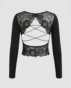 Women's Long Sleeve Shirt with Elegant Lace Back Detail