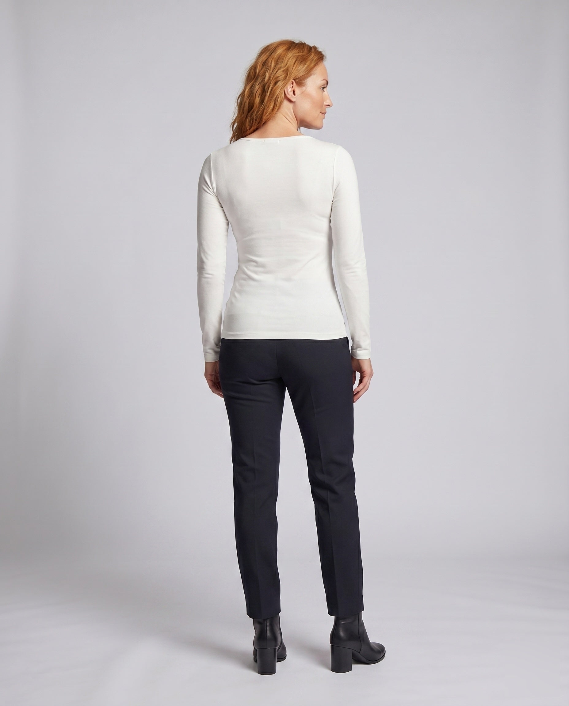 Women's Long Sleeve Shirt with Lace Decoration - Back View