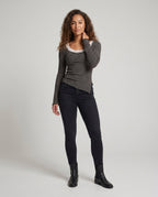 Women's Long Sleeve Shirt with Playful Lace Collar - Front View