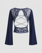 Women's Long Sleeve Shirt with Delicate Lace Back