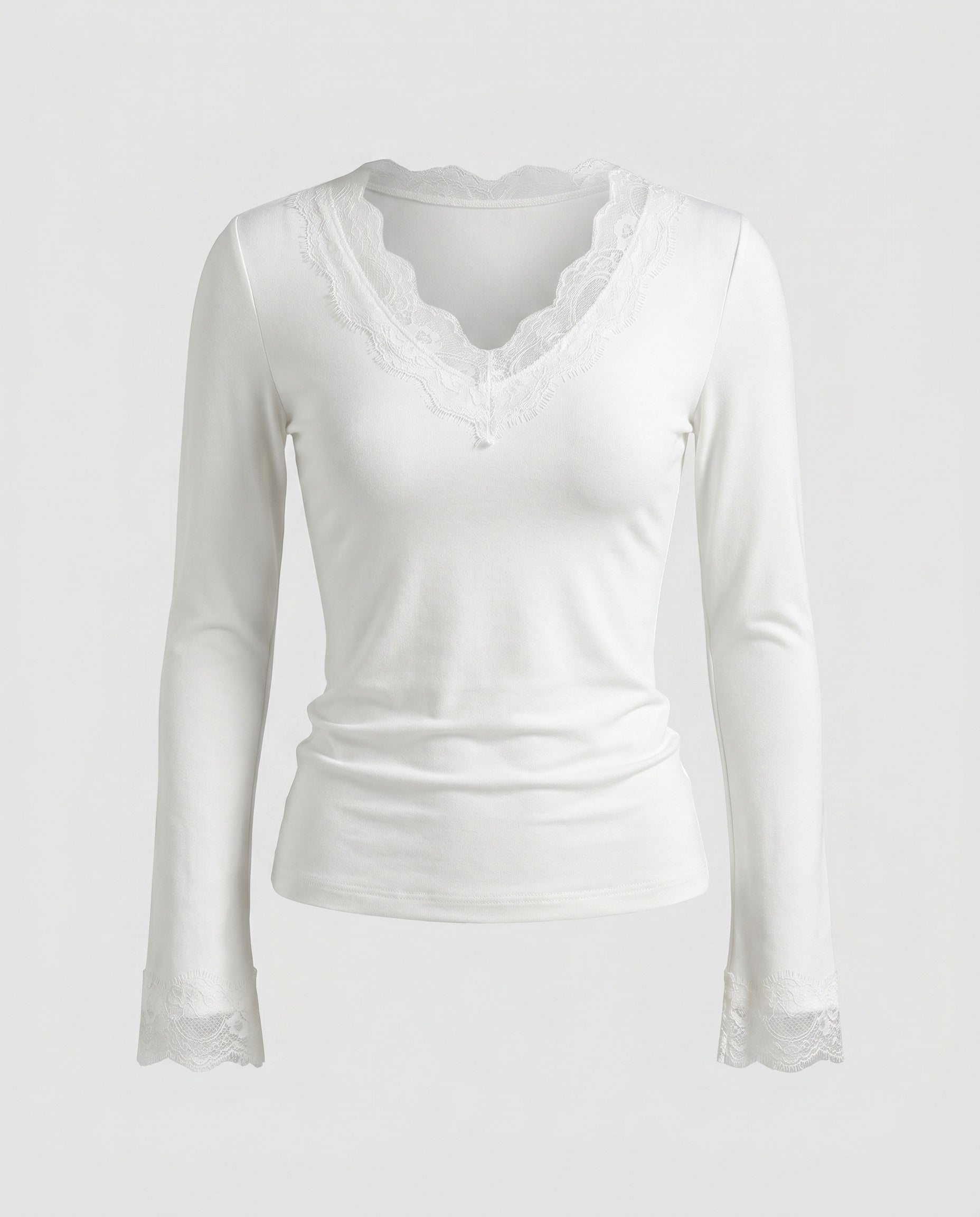 Women's Long Sleeve Shirt with Delicate Lace Accents
