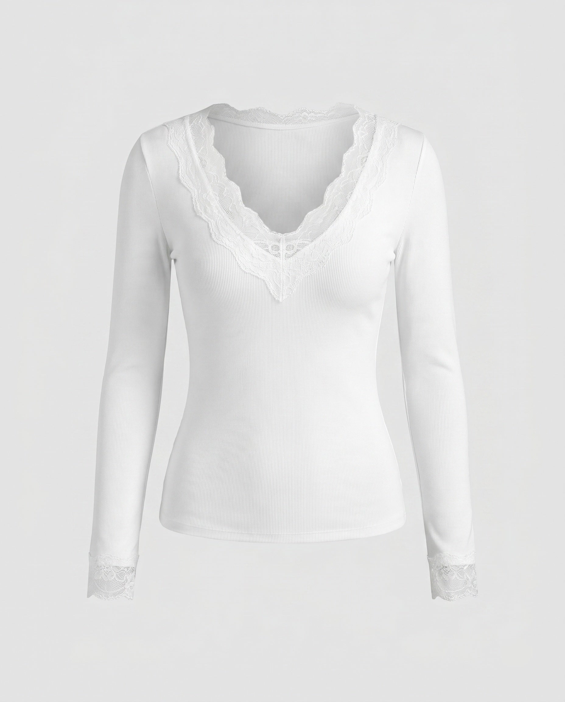 Women's Long Sleeve Shirt with Delicate Lace Embellishments
