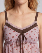 Women's Casual Blouse Top with Floral Patterns - Close-Up Detail