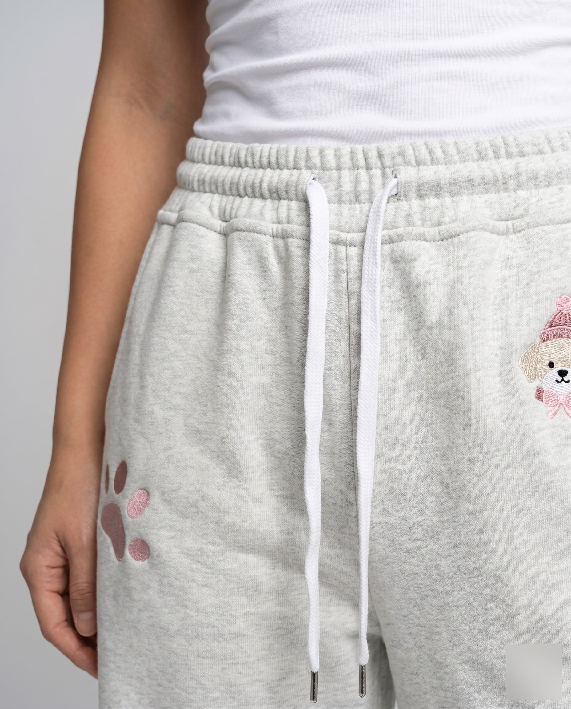 Women's Loose Casual Pants with Playful Animal Designs - Close-Up Detail