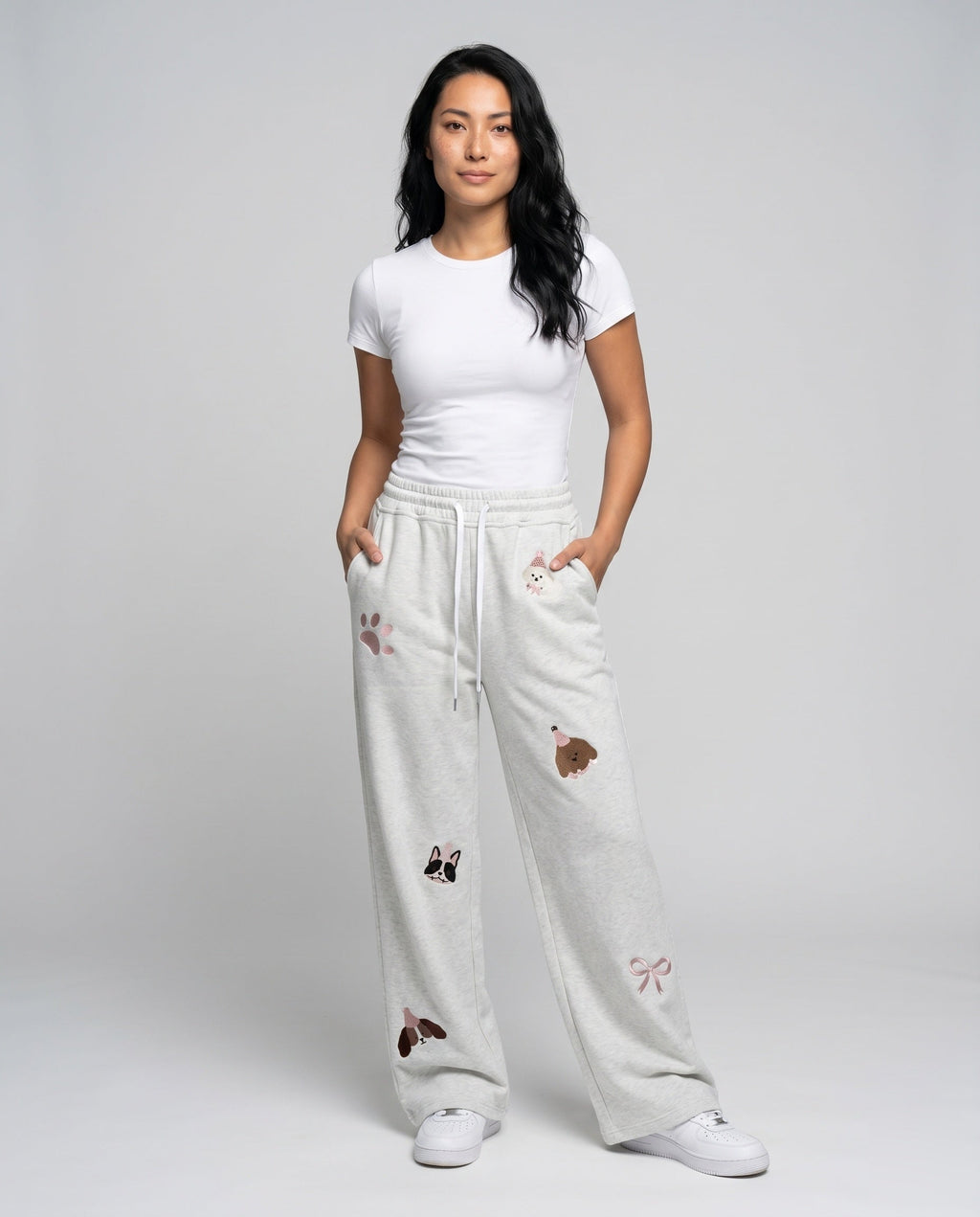 Women's Loose Casual Pants with Playful Animal Designs - Front View