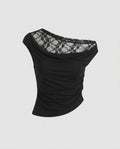 Women's Top with Asymmetrical Lace Insert and Casual Cut