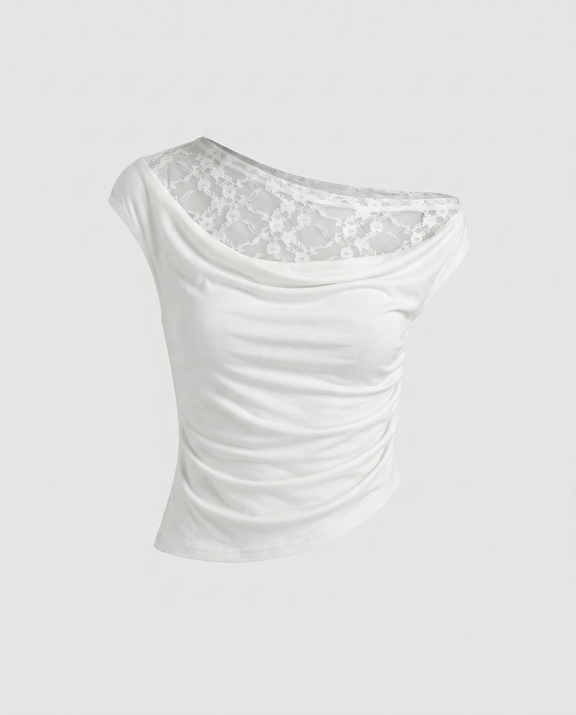 Women's Top with Asymmetrical Lace Insert and Casual Cut
