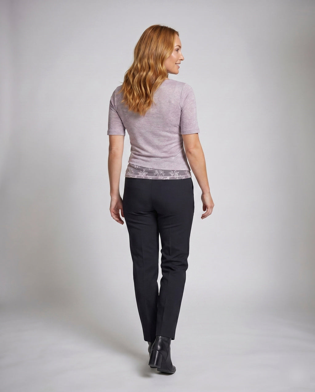 Women's Top with Elegant Waterfall Neckline and Delicate Lace Accents - Back View