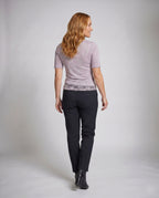 Women's Top with Elegant Waterfall Neckline and Delicate Lace Accents - Back View