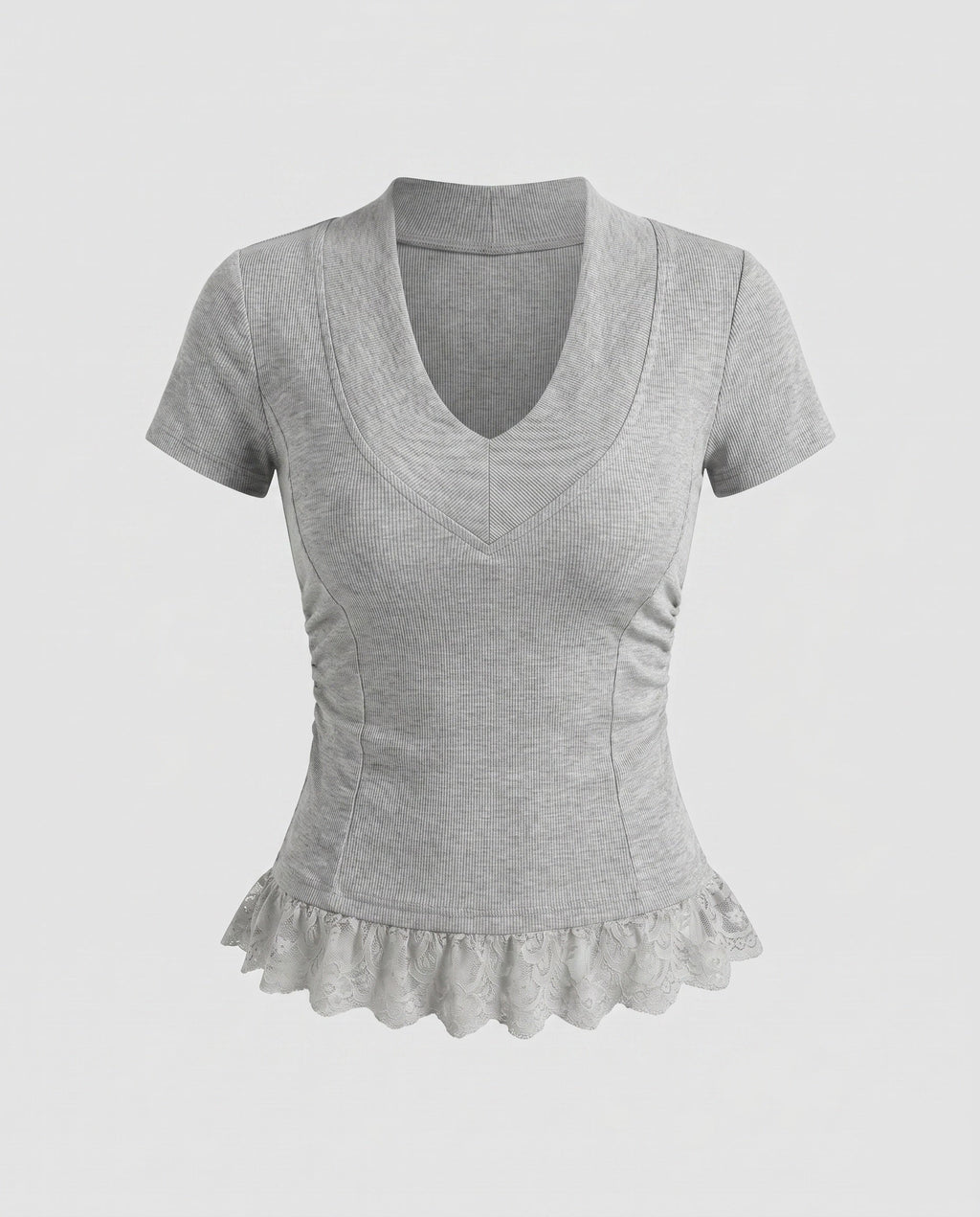 Women's Top with Elegant Lace Trim and Tailored Fit