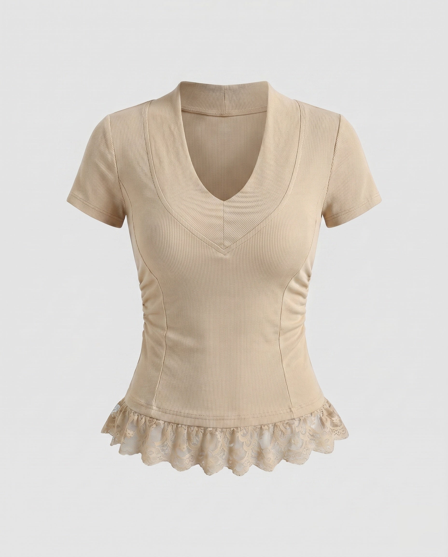 Women's Top with Elegant Lace Trim and Tailored Fit