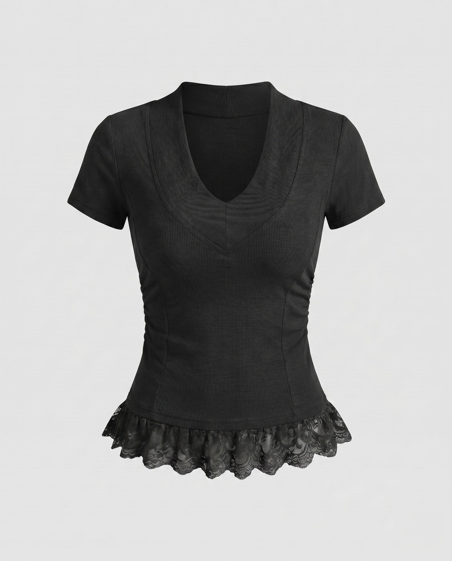 Women's Top with Elegant Lace Trim and Tailored Fit