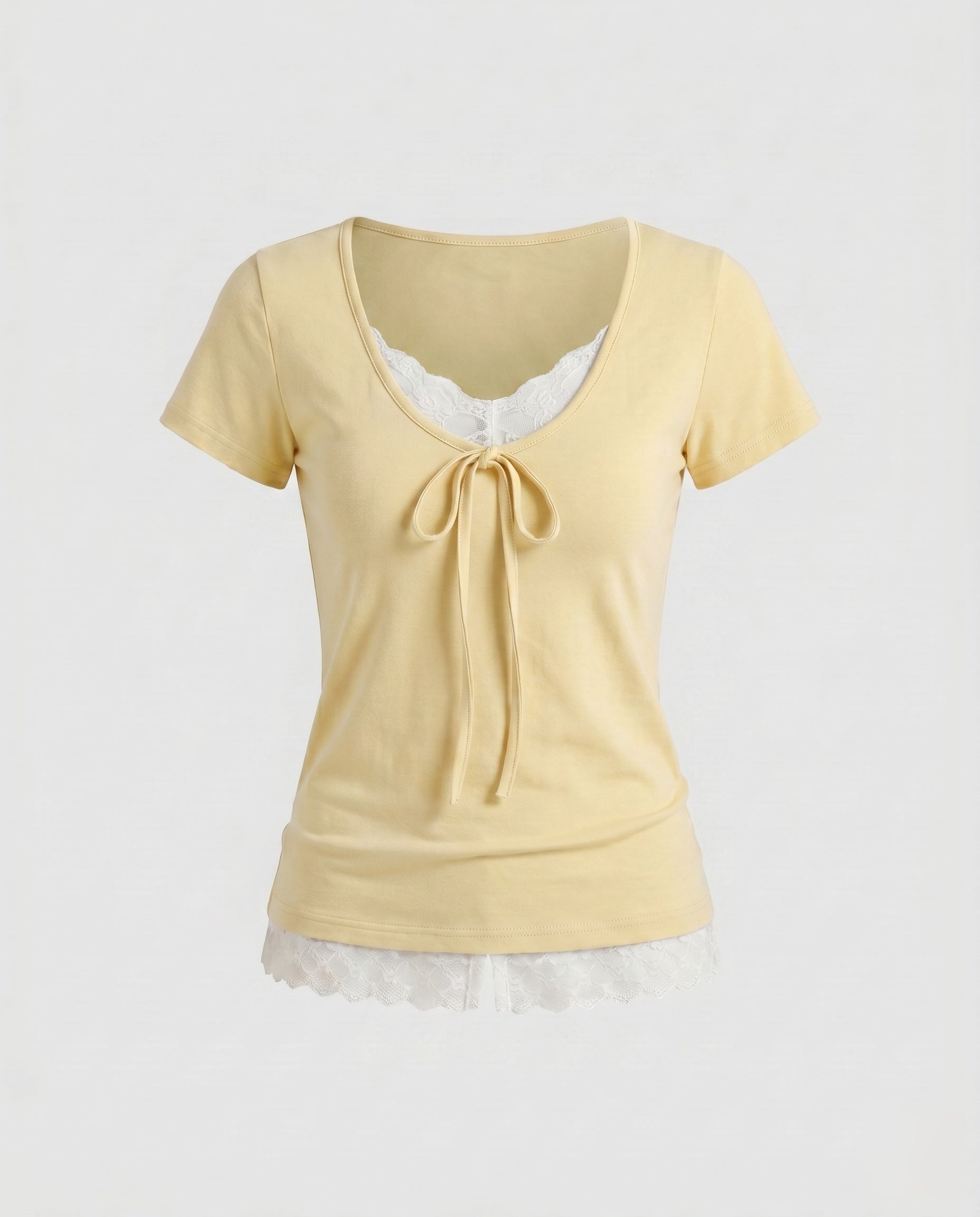 Women's Top with Sophisticated Lacing Design and Elegant Lace Insert