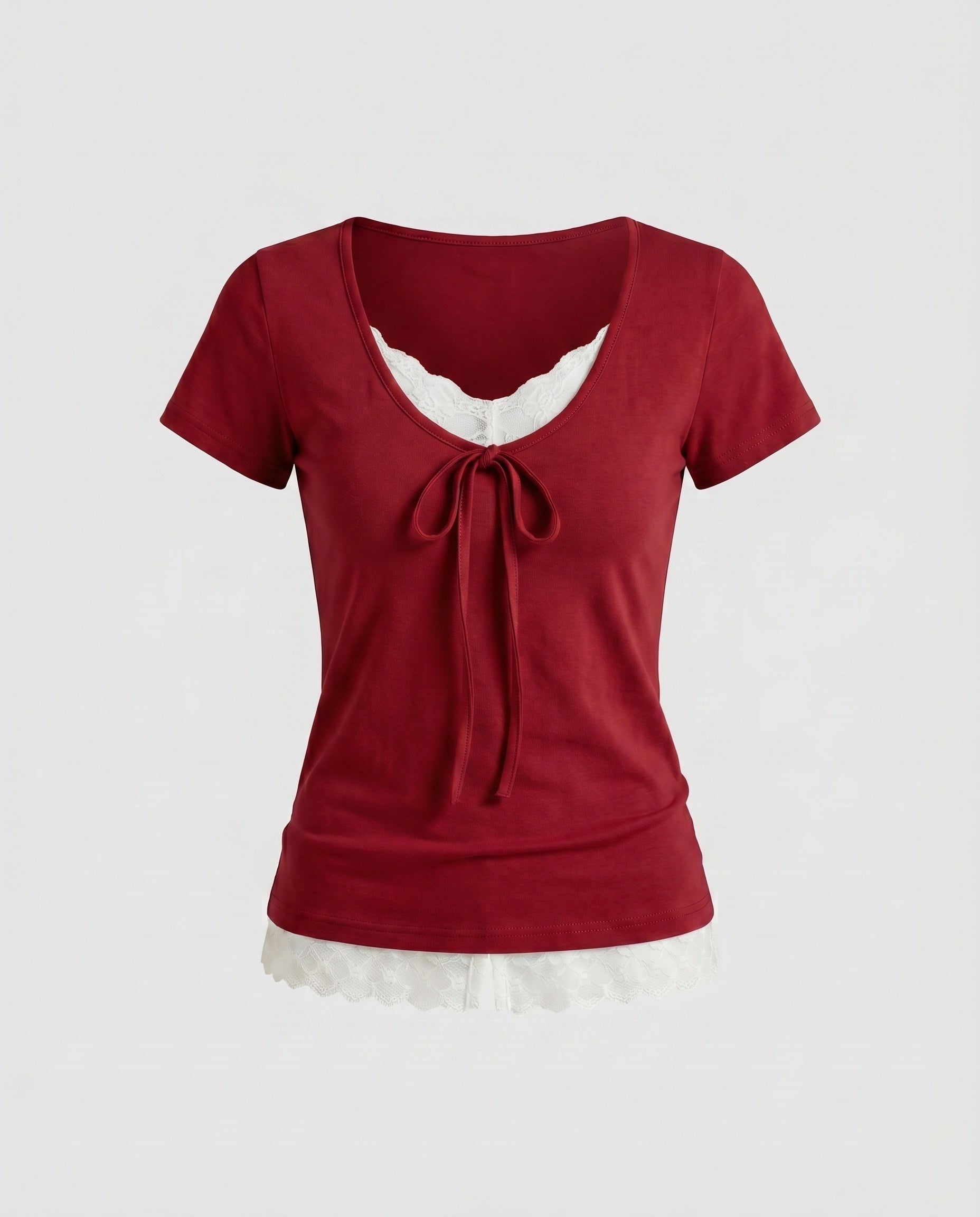 Women's Top with Sophisticated Lacing Design and Elegant Lace Insert