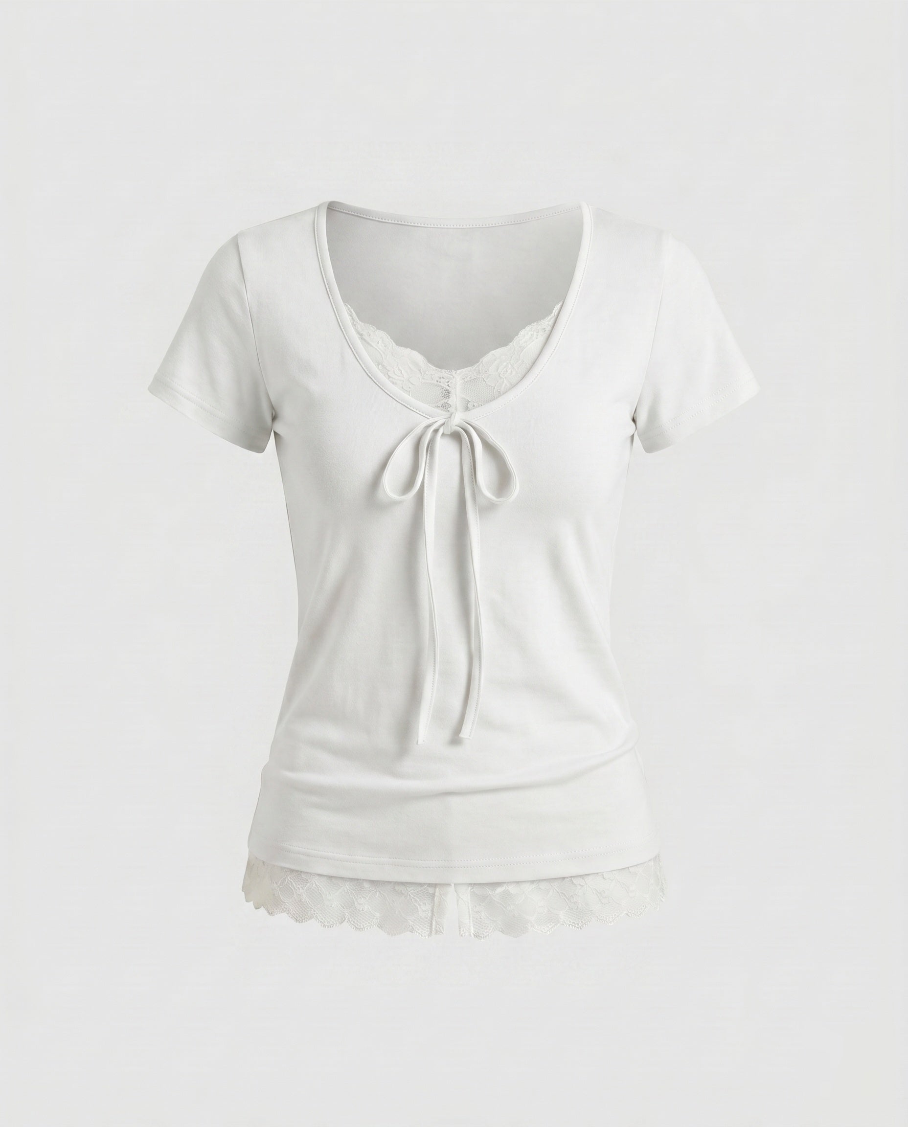Women's Top with Sophisticated Lacing Design and Elegant Lace Insert