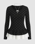 Women's Top with Ruffled Hem and Lace