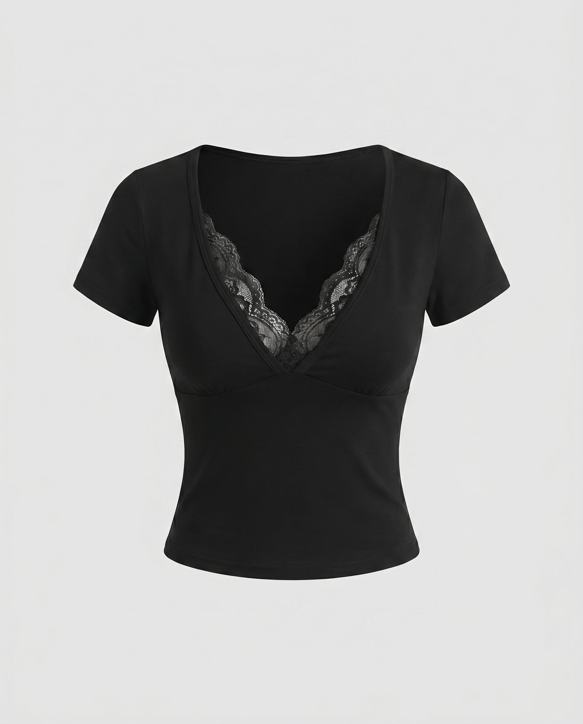 Women's Top with Lace Details and Elegant V-Neck