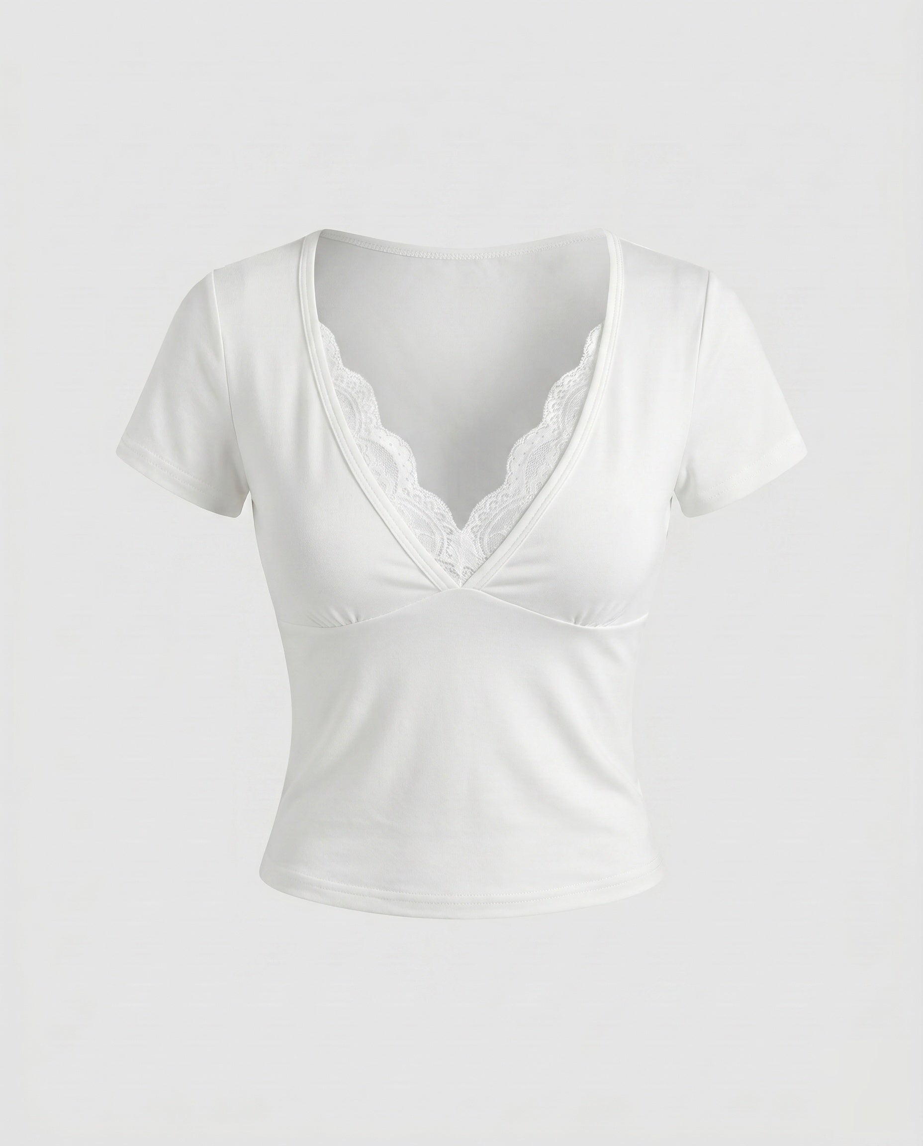 Women's Top with Lace Details and Elegant V-Neck