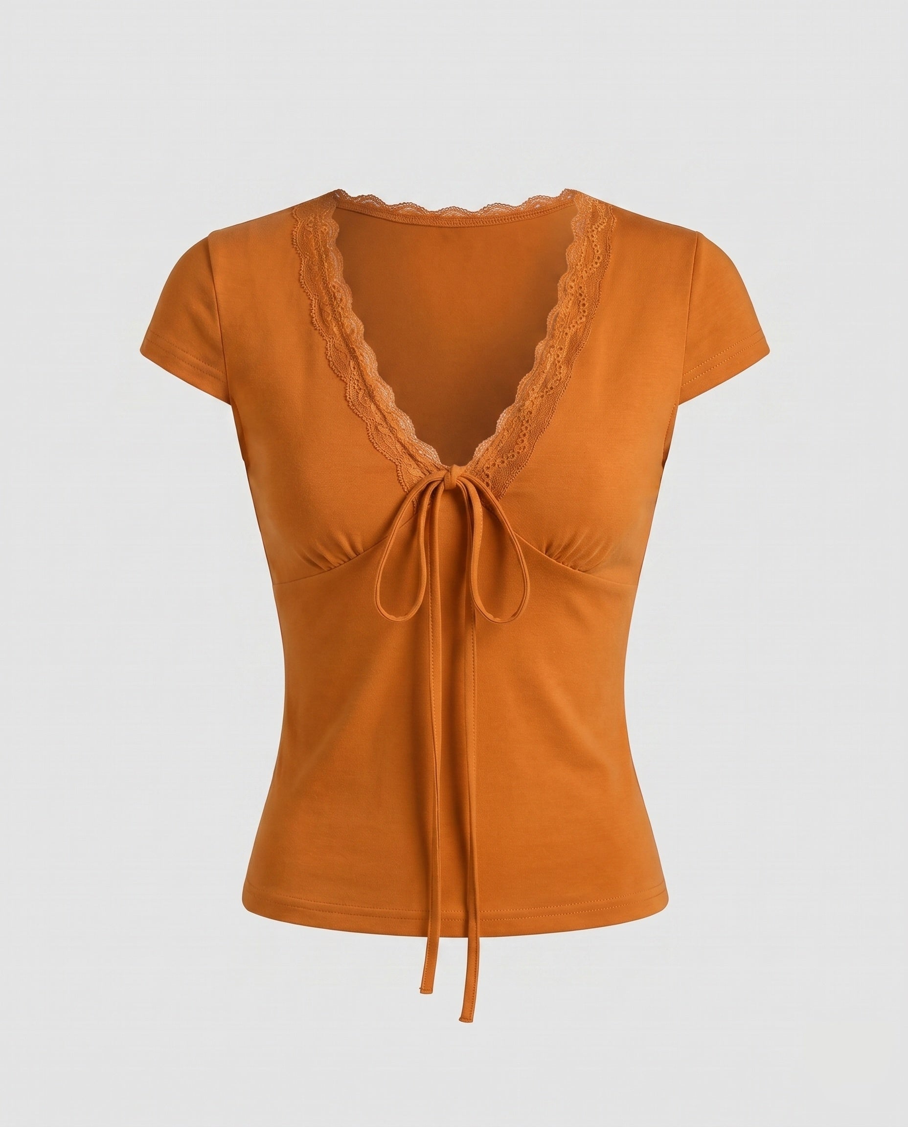 Women's Top with Lace Details and Cute Knot
