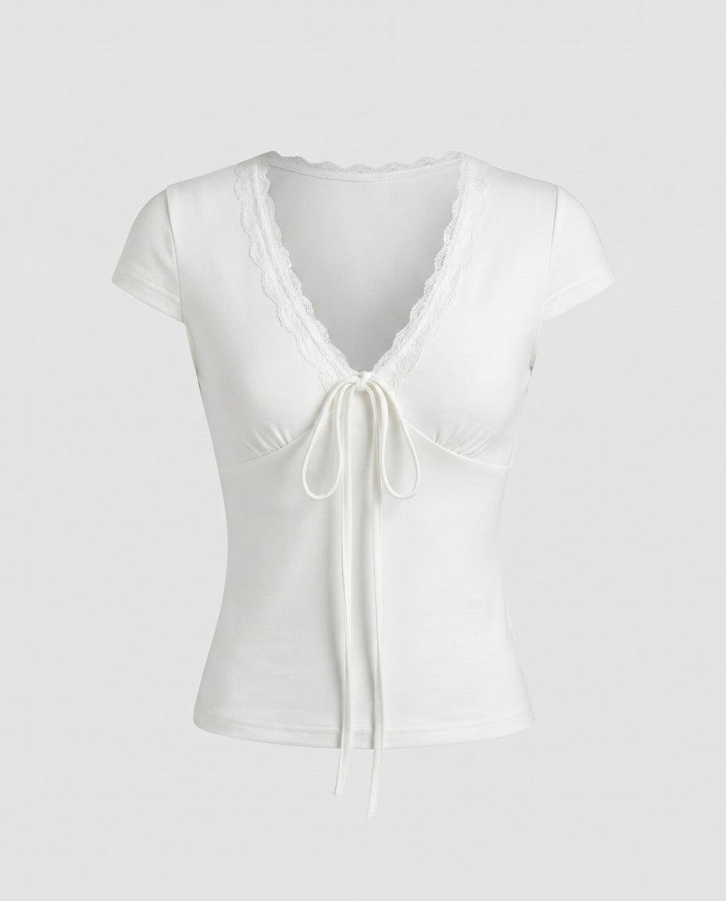 Women's Top with Lace Details and Cute Knot