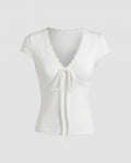 Women's Top with Lace Details and Cute Knot