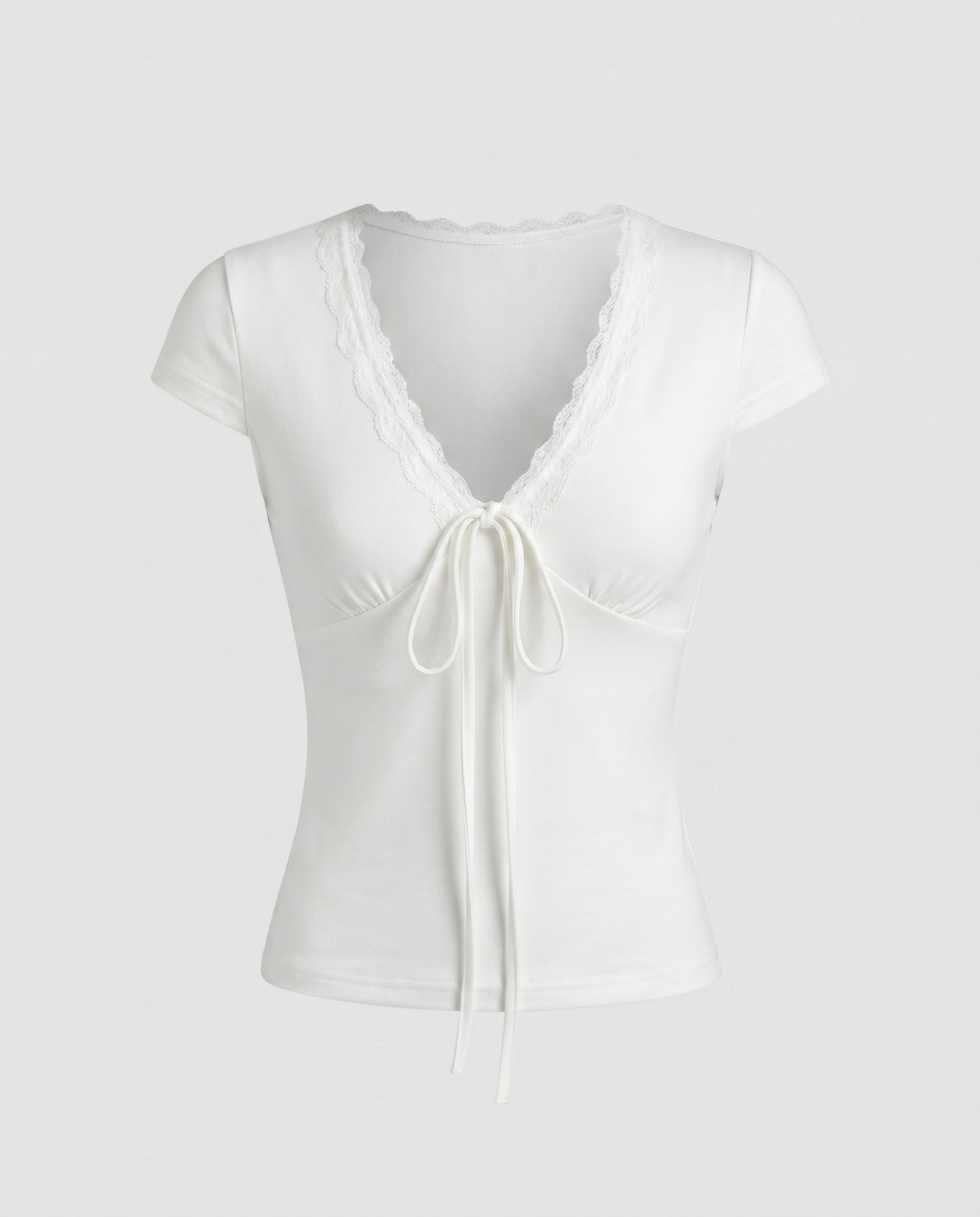 Women's Top with Lace Details and Cute Knot
