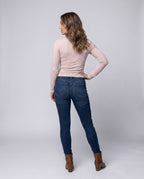 Women's Top with Transparent Lace Trim, Sophisticated Draping Design - Back View