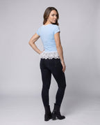 Women's Top with Playful Ruffle Detail and Delicate Lace - Back View
