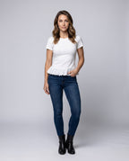 Women's Top with Playful Ruffle and Elegant Lace Trim - Front View