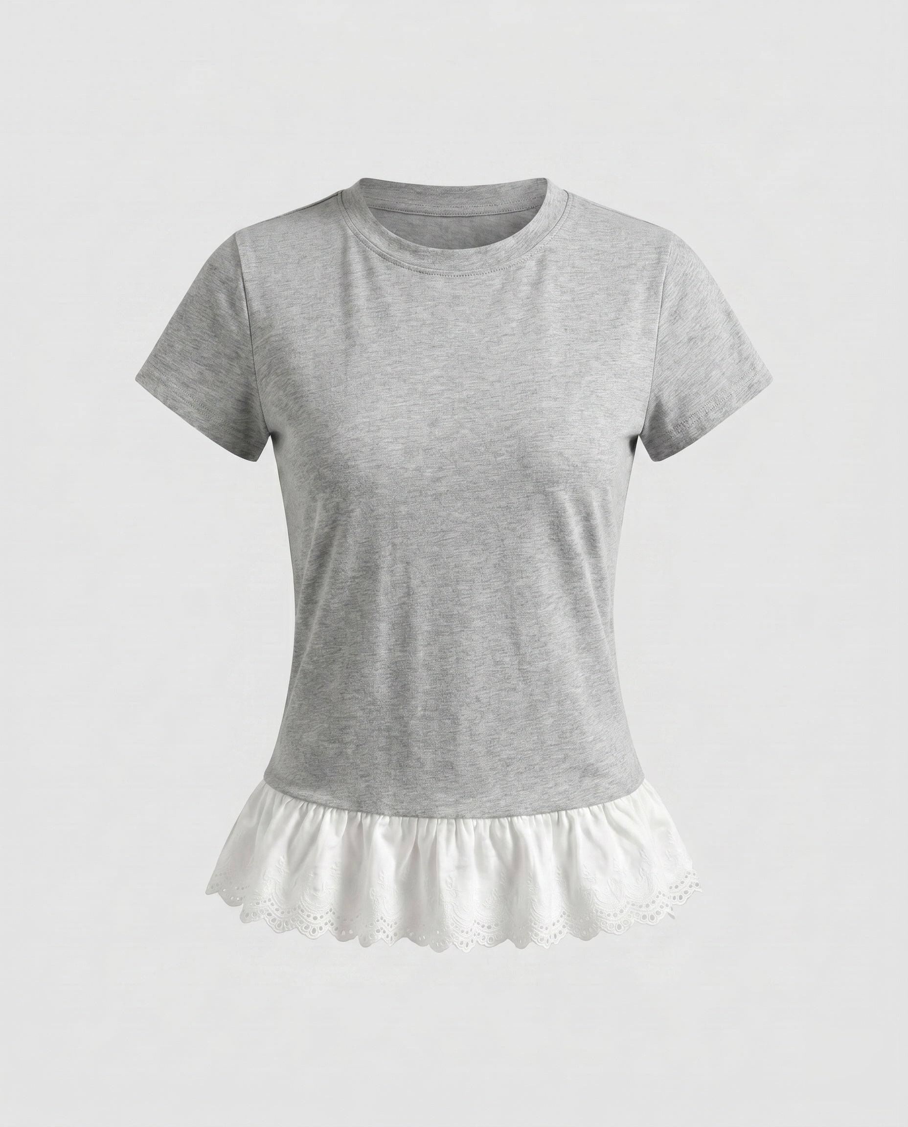 Women's Top with Playful Ruffle and Elegant Lace Trim