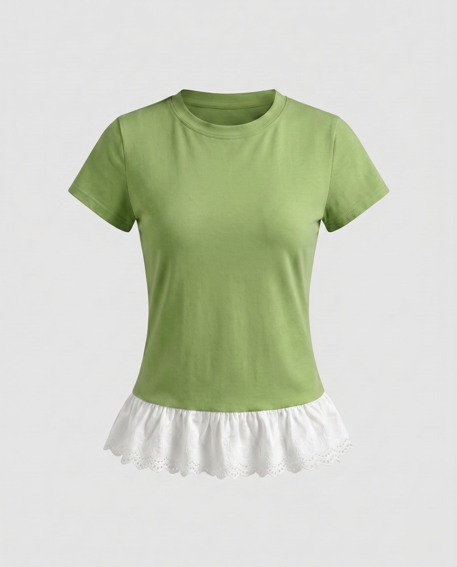 Women's Top with Playful Ruffle and Elegant Lace Trim