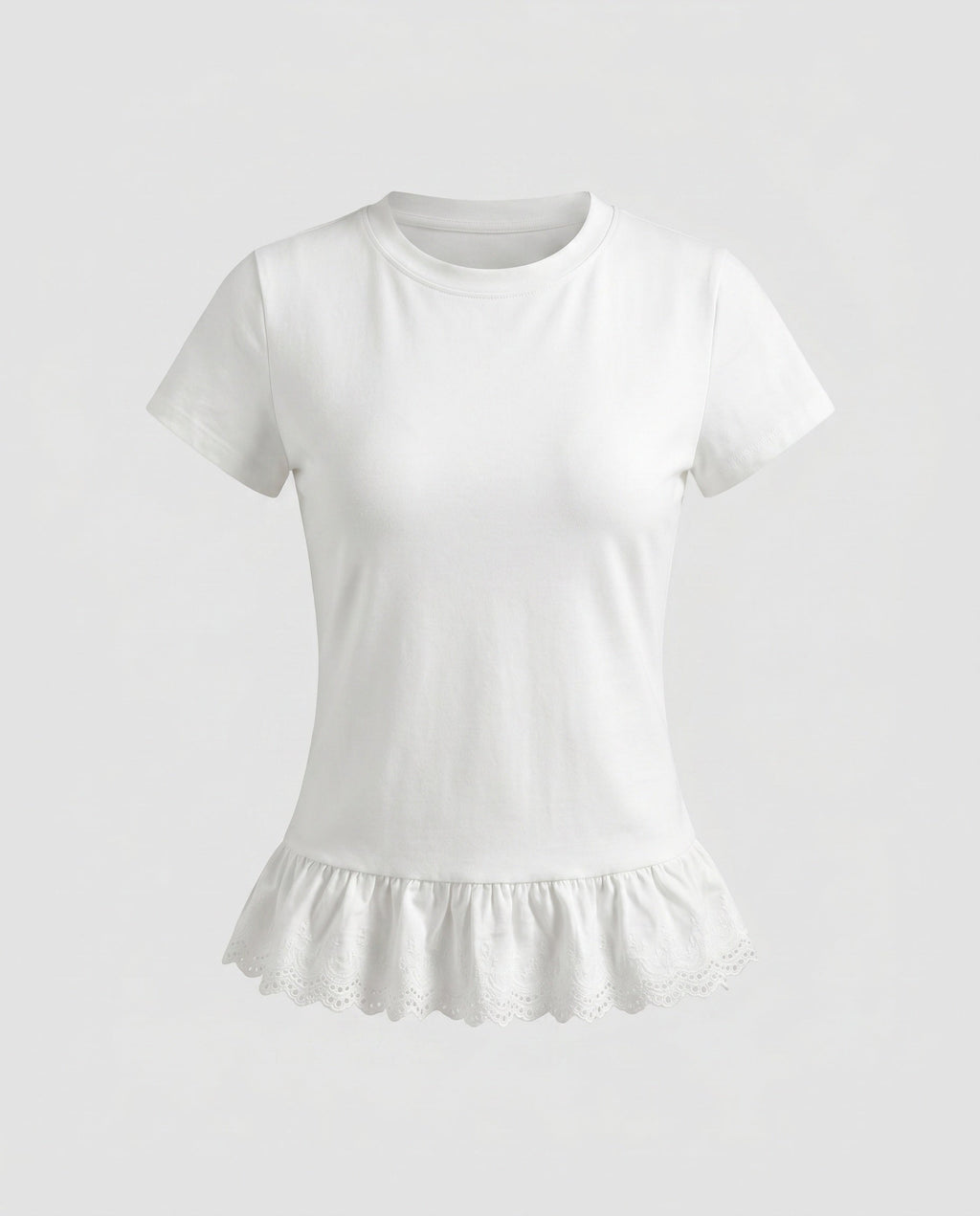 Women's Top with Playful Ruffle and Elegant Lace Trim