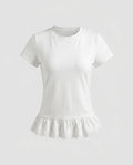 Women's Top with Playful Ruffle and Elegant Lace Trim