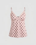 Women's Polka-Dot Spaghetti-Strap Top with Lace Trim