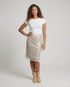 Women's Polka Dot Skirt with Lace Edge and Elastic Waistband - Front View