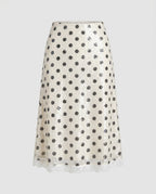 Women's Polka Dot Skirt with Lace Trim and Elastic Waistband