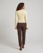 Women's Romantic Long Sleeve Shirt with an Elegant Lace V-Neck - Back View