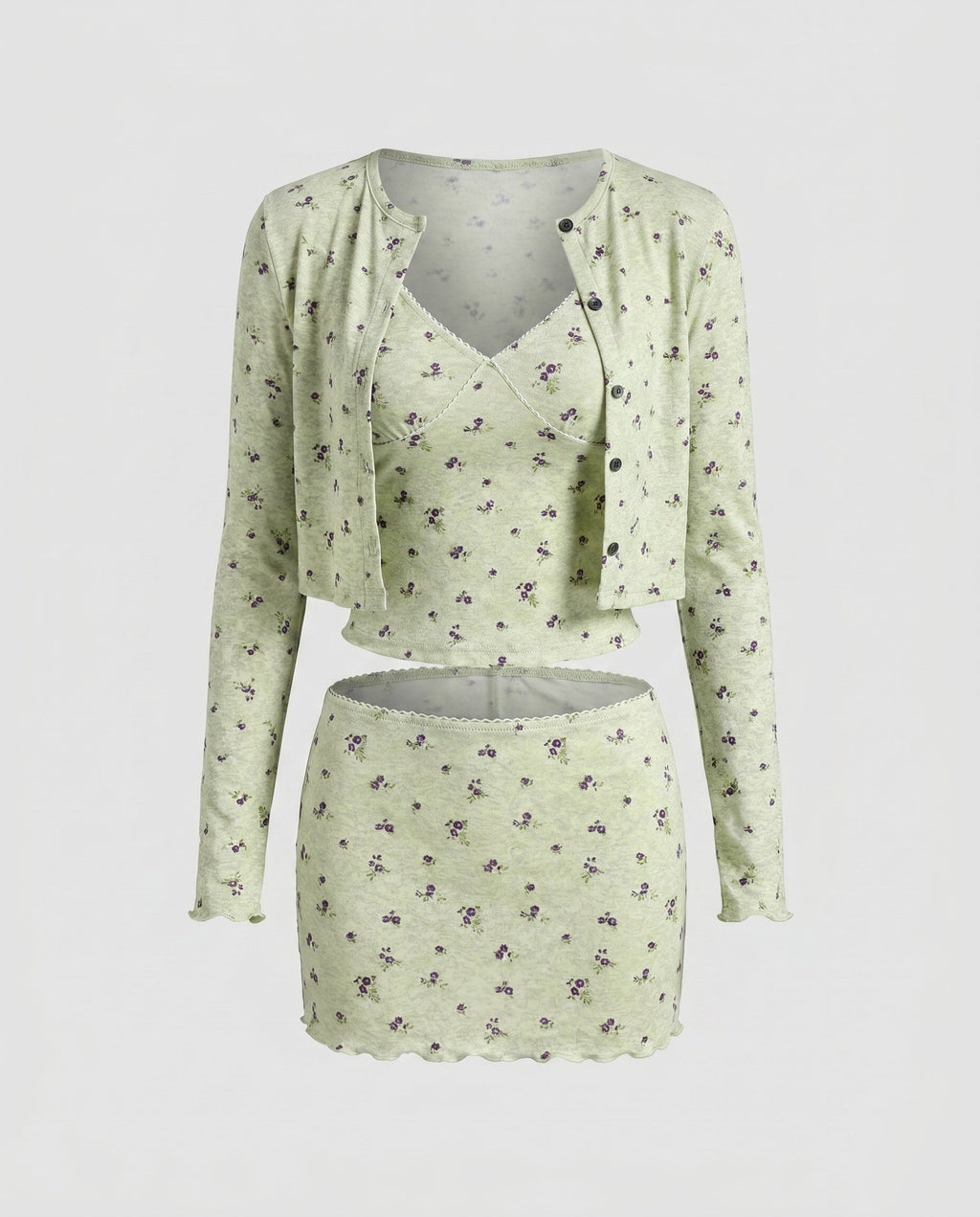 Women's Set made of Floral Top and Short Skirt