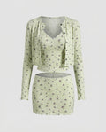 Women's Set made of Floral Top and Short Skirt