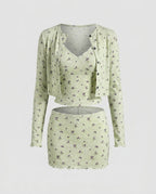 Women's Set made of Floral Top and Short Skirt
