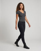 Women's Shirt with Lace Trim and Buttoned Neckline - Front View