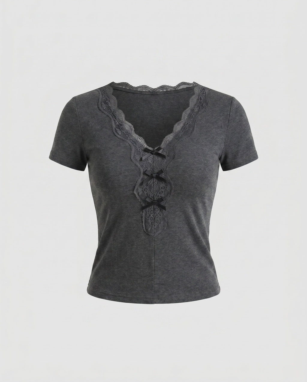 Women's Shirt with Lace Trim and Buttoned Neckline
